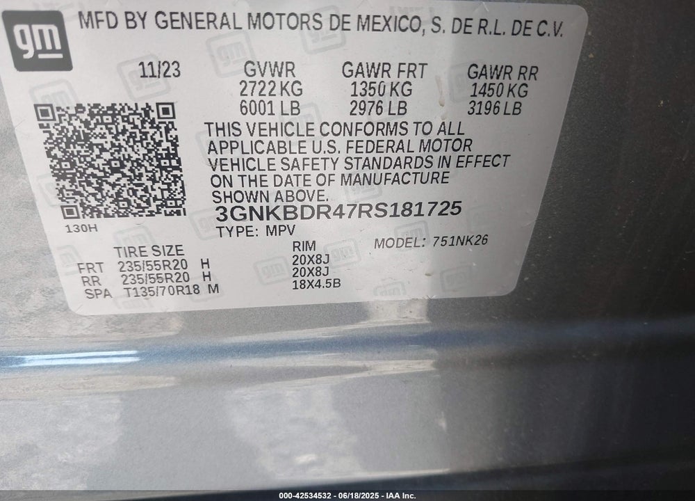 2024 CHEVROLET BLAZER VIN: 3GNKBDR47RS181725