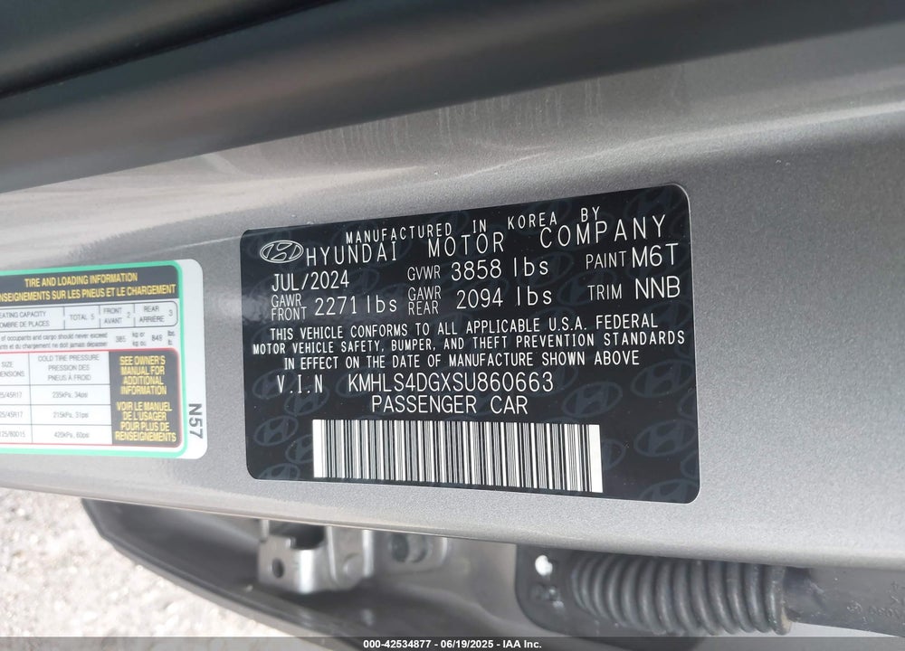2025 HYUNDAI ELANTRA VIN: KMHLS4DGXSU860663