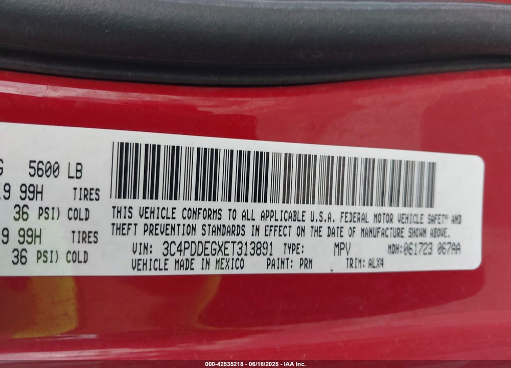 2014 DODGE JOURNEY R/T VIN: 3C4PDDEGXET313891