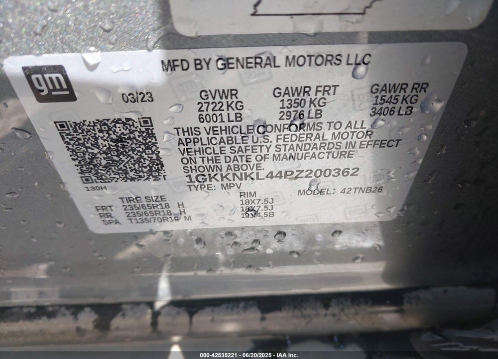 2023 GMC ACADIA VIN: 1GKKNKL44PZ200362