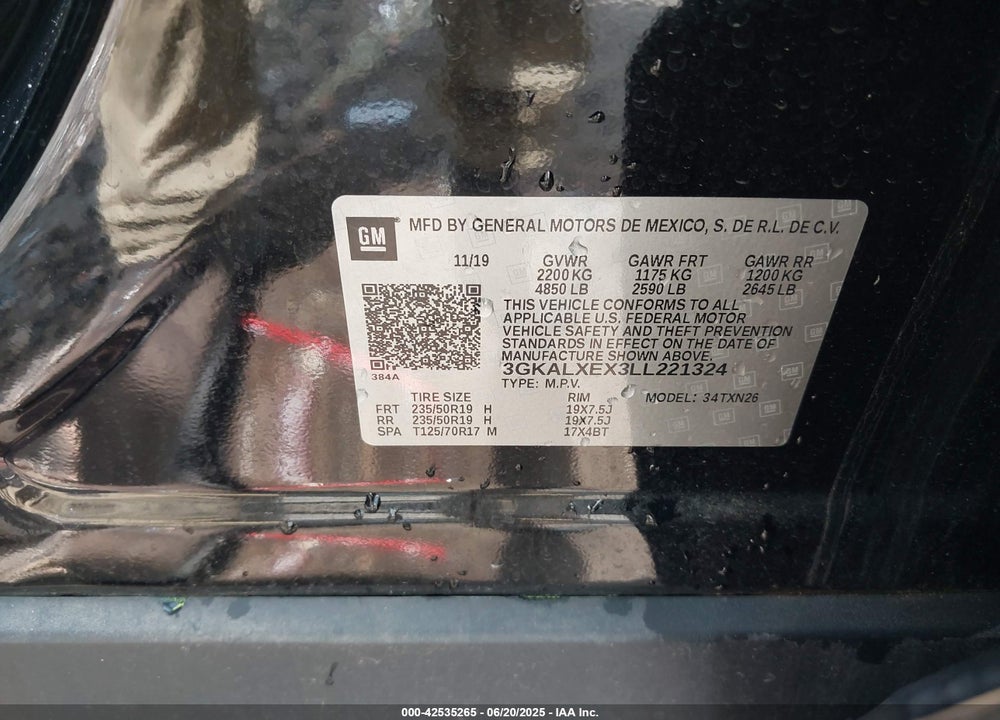 2020 GMC TERRAIN AWD DENALI VIN: 3GKALXEX3LL221324