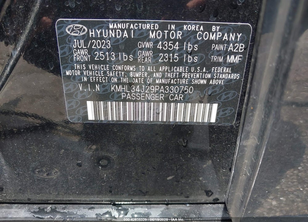 2023 HYUNDAI SONATA LIMITED VIN: KMHL34J29PA330750