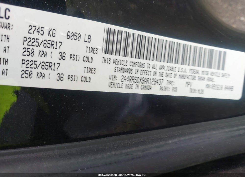 2010 CHRYSLER TOWN & COUNTRY TOURING VIN: 2A4RR5DX9AR129437