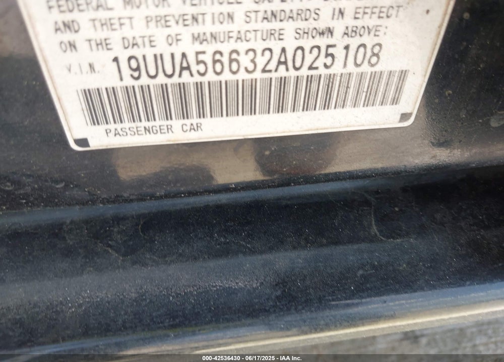 2002 ACURA TL 3.2 VIN: 19UUA56632A025108