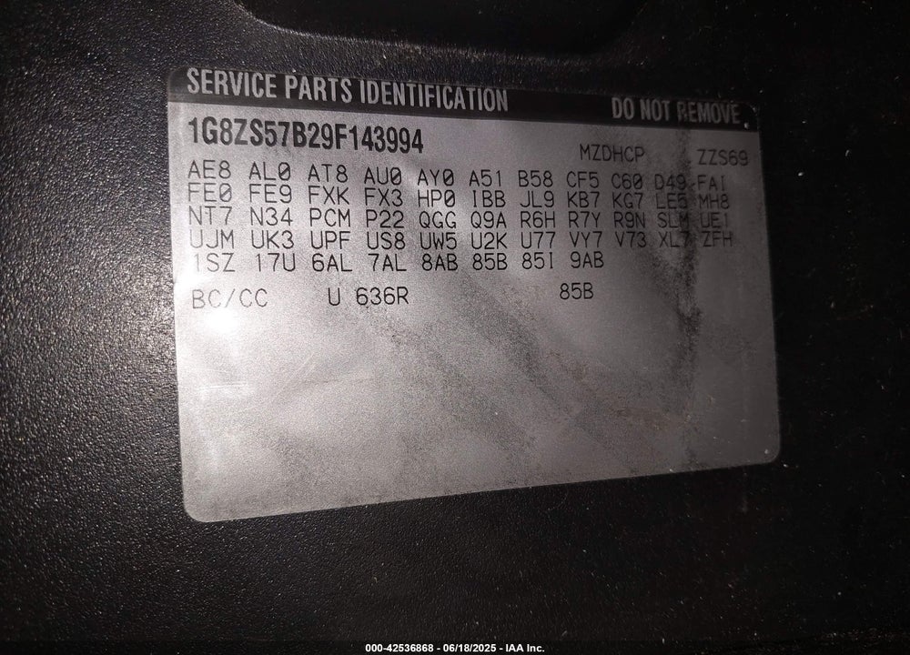 2009 SATURN AURA XE VIN: 1G8ZS57B29F143994