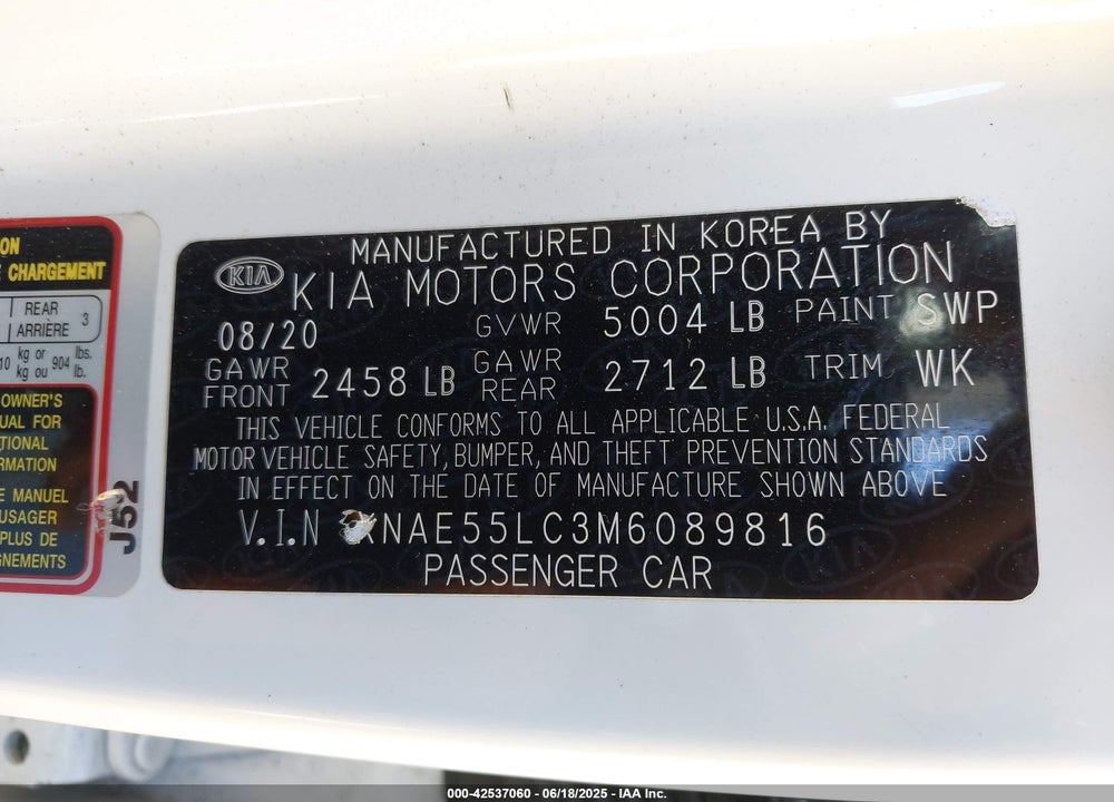 2021 KIA STINGER VIN: KNAE55LC3M6089816