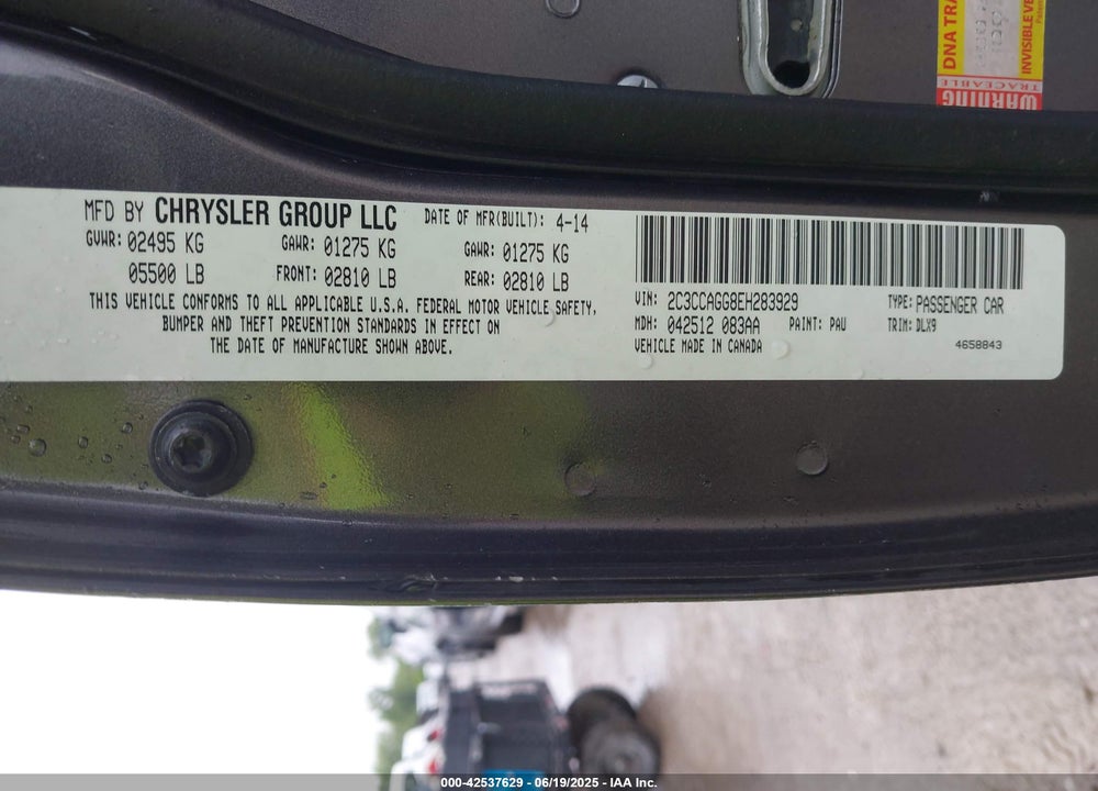 2014 CHRYSLER 300 VIN: 2C3CCAGG8EH283929