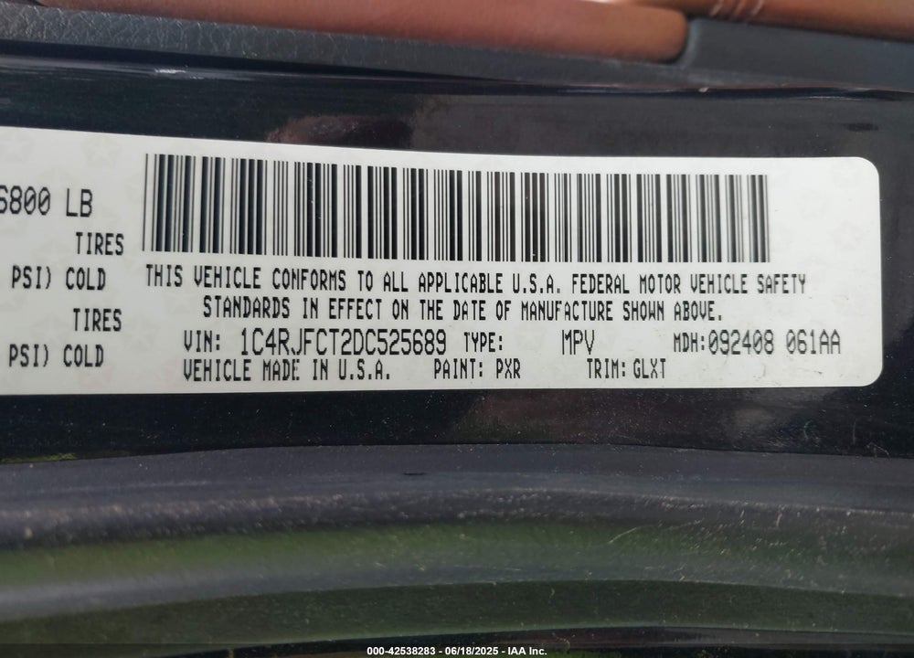 2013 JEEP GRAND CHEROKEE VIN: 1C4RJFCT2DC525689