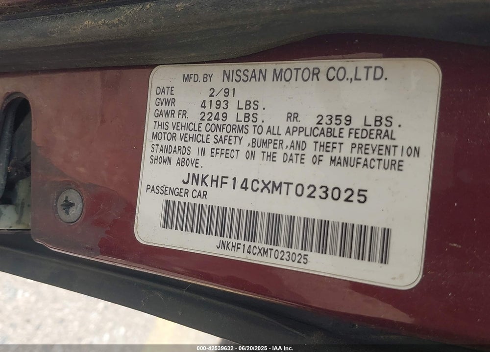 1991 INFINITI M30 VIN: JNKHF14CXMT023025