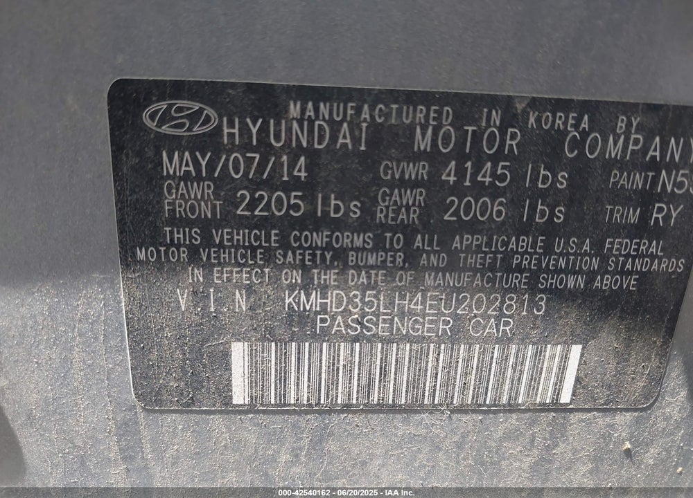 2014 HYUNDAI ELANTRA GT VIN: KMHD35LH4EU202813