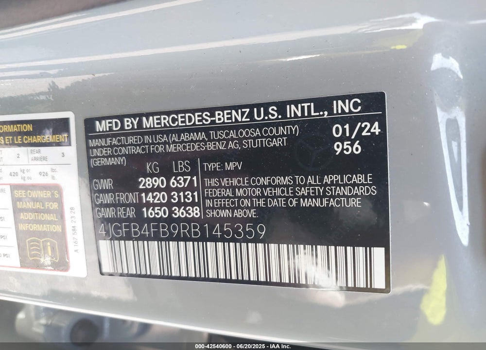 2024 MERCEDES-BENZ GLE CLASS VIN: 4JGFB4FB9RB145359