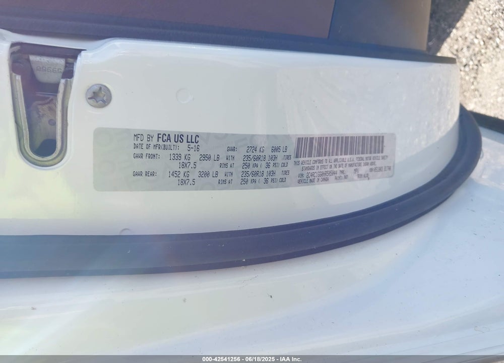 2017 CHRYSLER PACIFICA LIMITED VIN: 2C4RC1GG0HR505044