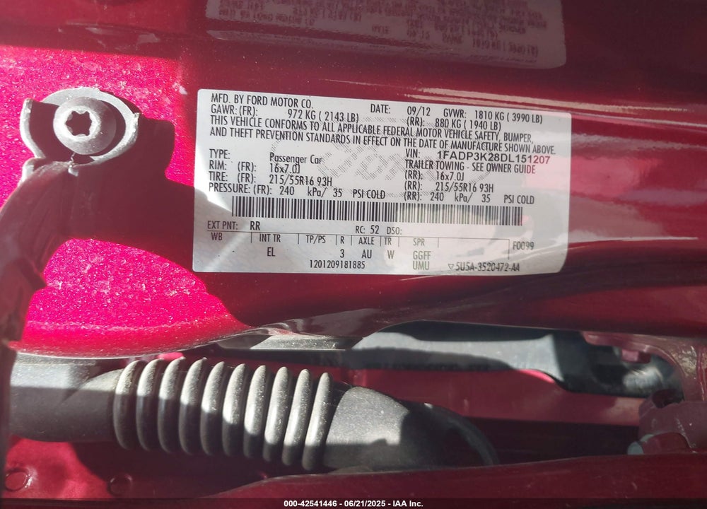 2013 FORD FOCUS SE VIN: 1FADP3K28DL151207