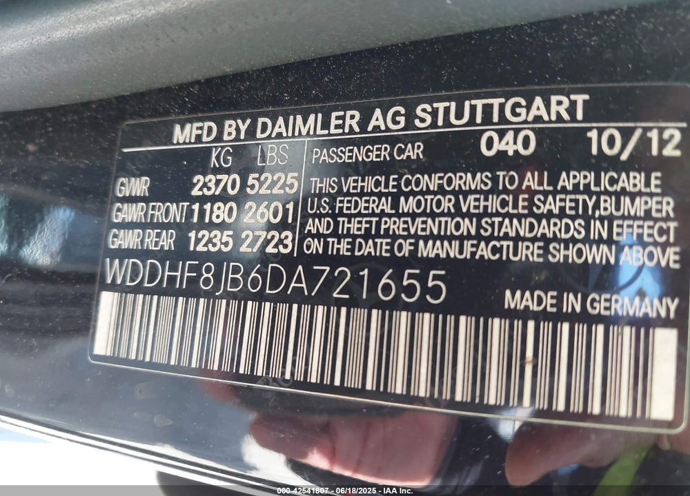 2013 MERCEDES-BENZ E 350 4MATIC VIN: WDDHF8JB6DA721655