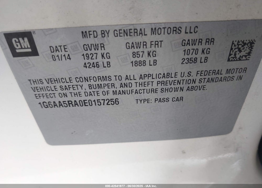 2014 CADILLAC ATS VIN: 1G6AA5RA0E0157256