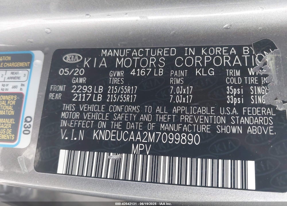 2021 KIA SELTOS VIN: KNDEUCAA2M7099890