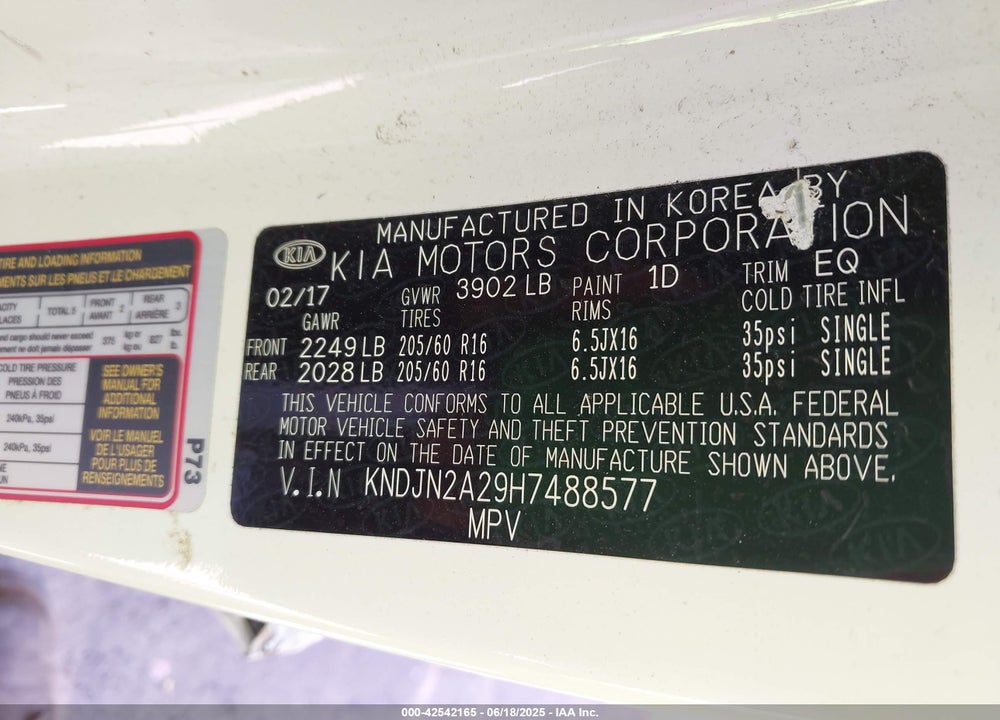 2017 KIA SOUL VIN: KNDJN2A29H7488577