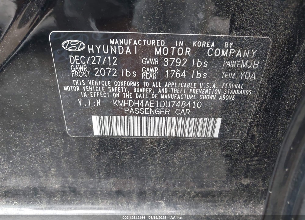 2013 HYUNDAI ELANTRA GLS VIN: KMHDH4AE1DU748410