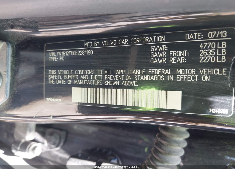 2014 VOLVO S60 VIN: YV1612FH0E2281190