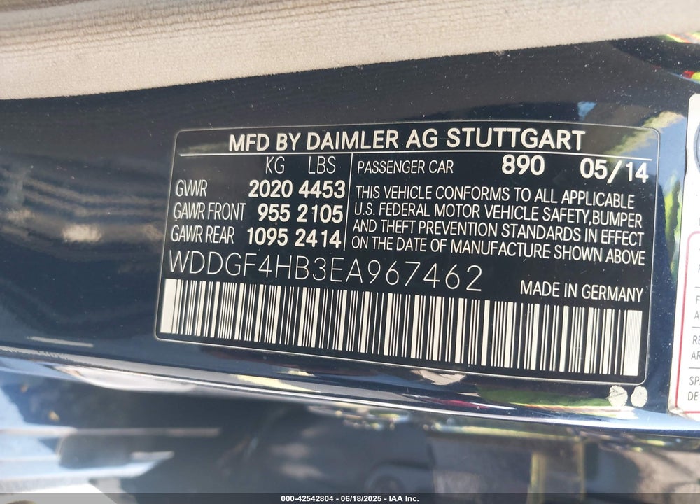 2014 MERCEDES-BENZ C 250 VIN: WDDGF4HB3EA967462