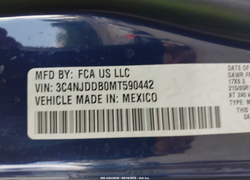 2021 JEEP COMPASS VIN: 3C4NJDDB0MT590442