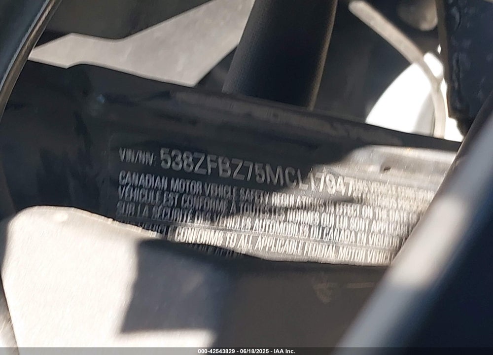 2021 ZERO MOTORCYCLES INC SR/S VIN: 538ZFBZ75MCL17947