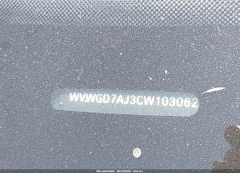 2012 VOLKSWAGEN GTI VIN: WVWGD7AJ3CW103062