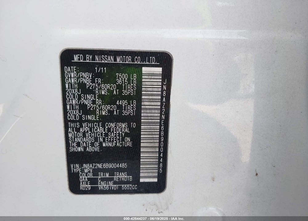 2011 INFINITI QX56 VIN: JN8AZ2NE6B9004485