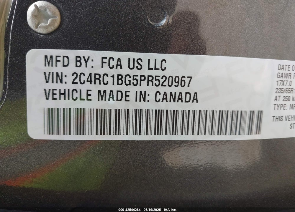 2023 CHRYSLER PACIFICA TOURING L VIN: 2C4RC1BG5PR520967