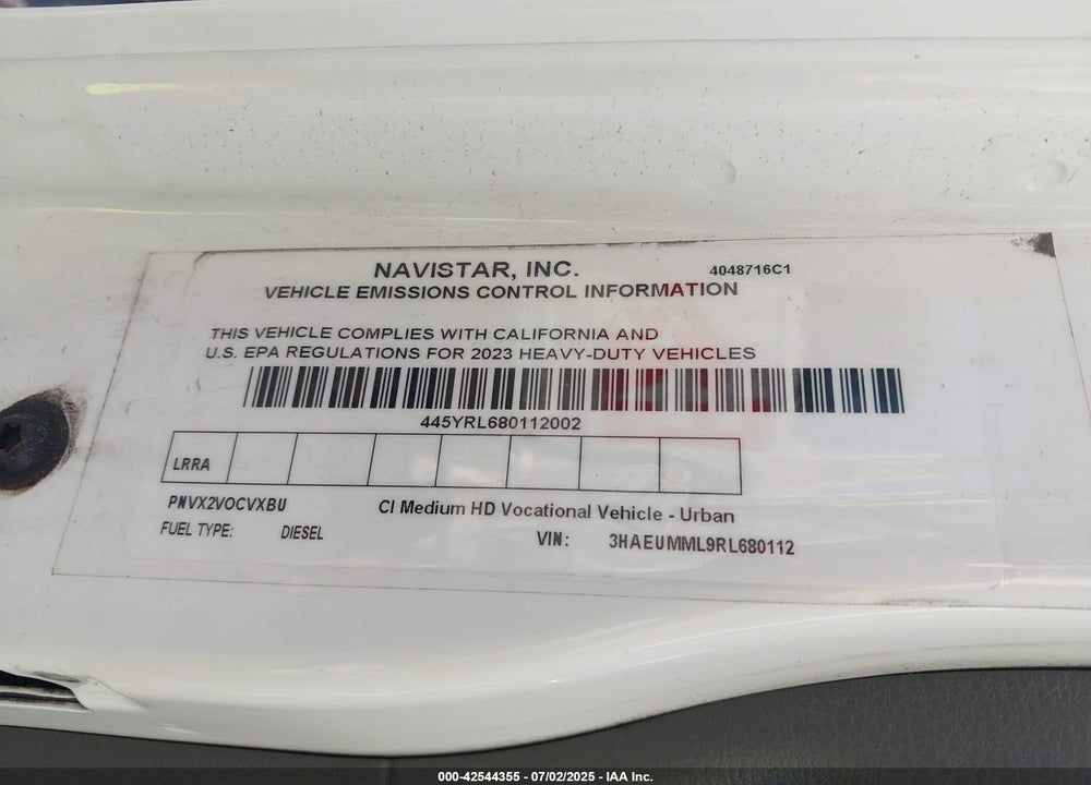 2024 INTERNATIONAL MV VIN: 3HAEUMML9RL680112