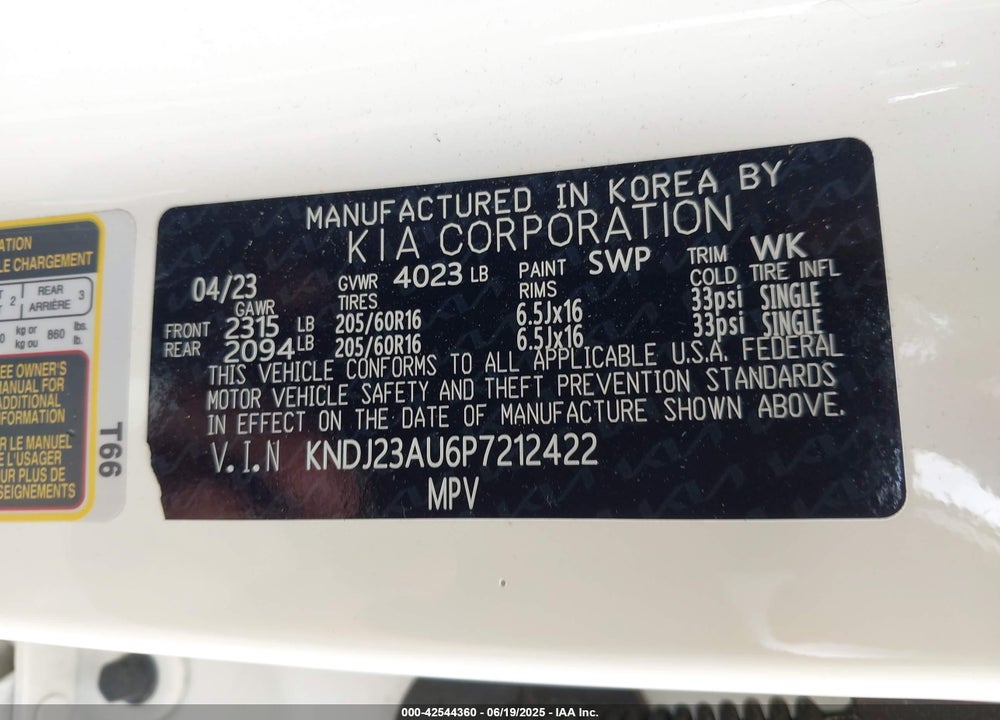 2023 KIA SOUL LX VIN: KNDJ23AU6P7212422