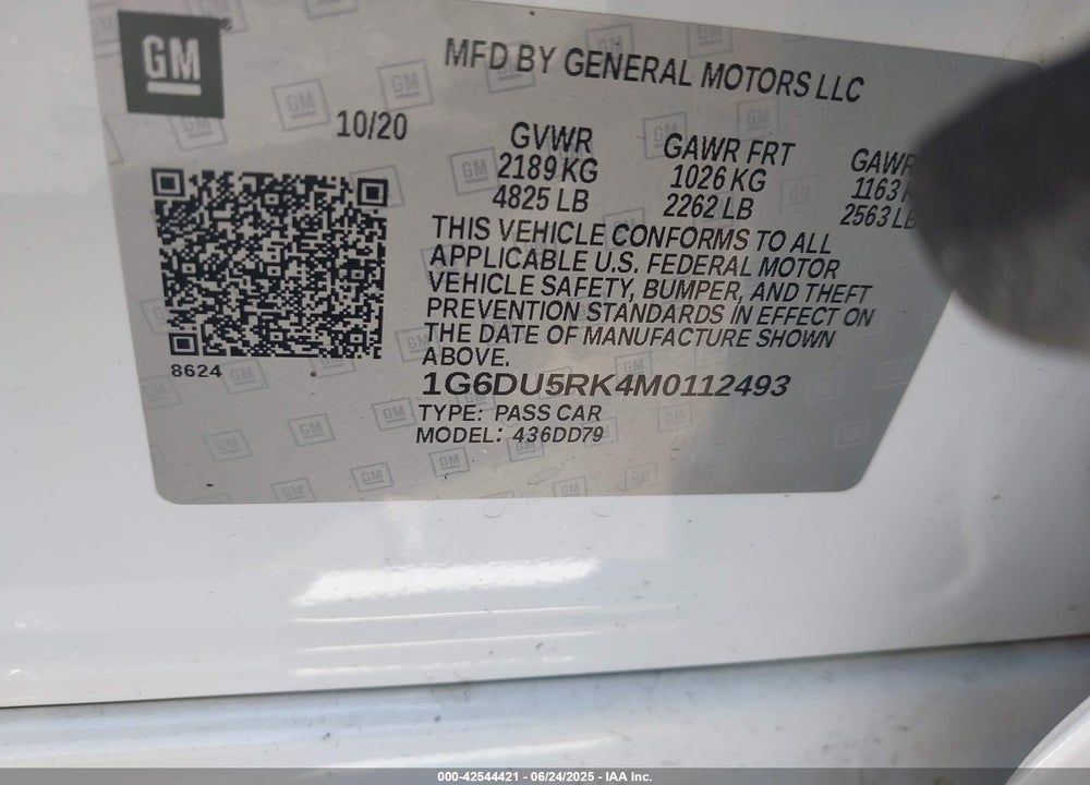 2021 CADILLAC CT5 VIN: 1G6DU5RK4M0112493