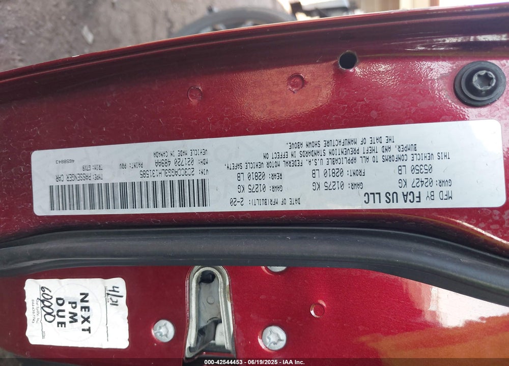 2020 CHRYSLER 300 VIN: 2C3CCAGG3LH131585