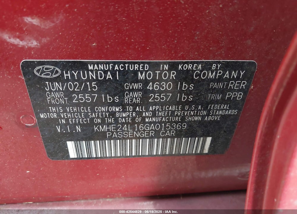 2016 HYUNDAI SONATA VIN: KMHE24L16GA015369