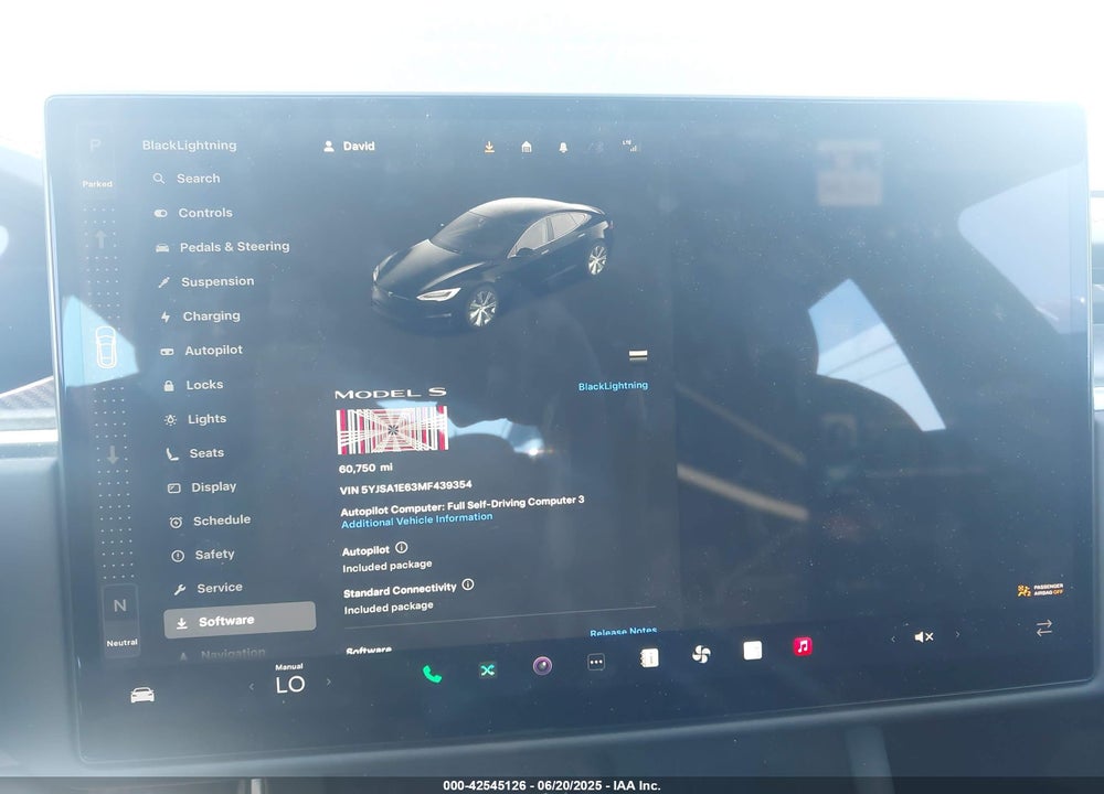 2021 TESLA MODEL S VIN: 5YJSA1E63MF439354