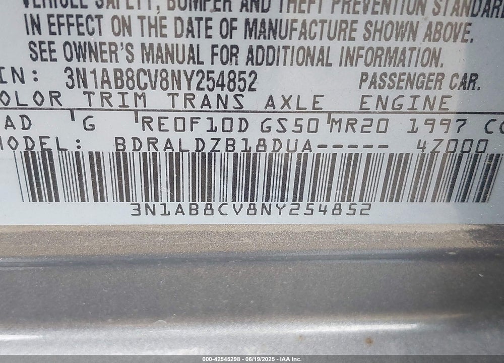 2022 NISSAN SENTRA SV XTRONIC CVT VIN: 3N1AB8CV8NY254852