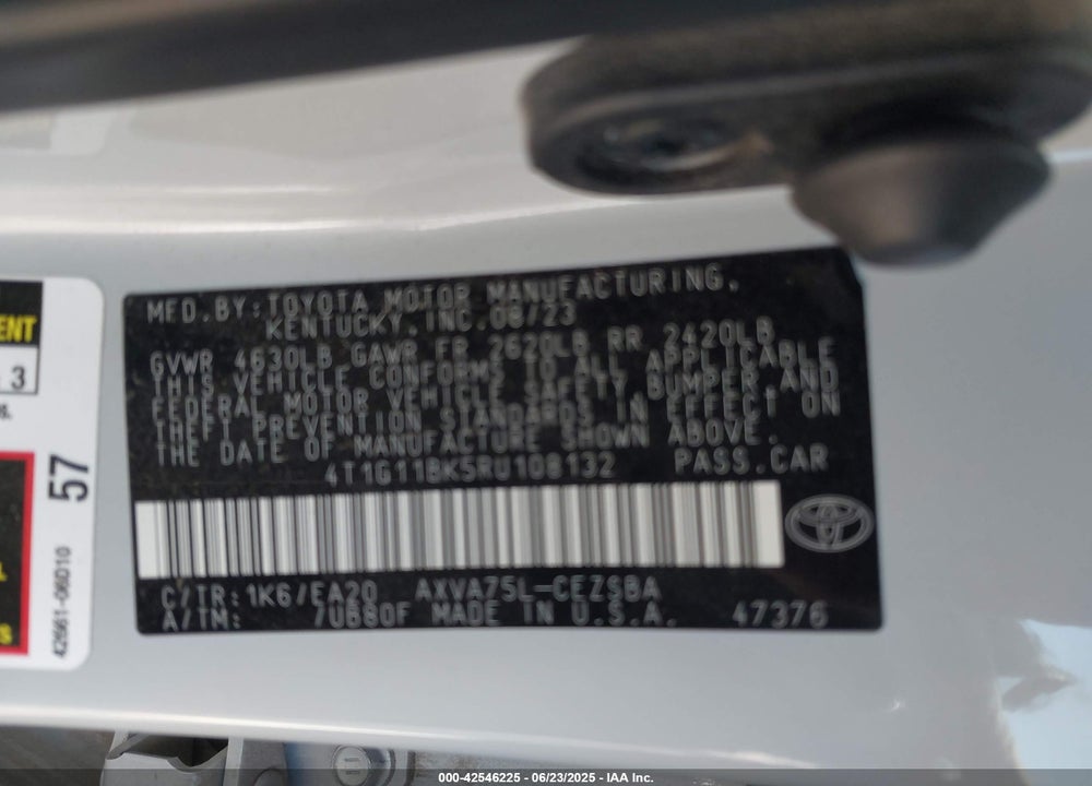 2024 TOYOTA CAMRY SE VIN: 4T1G11BK5RU108132