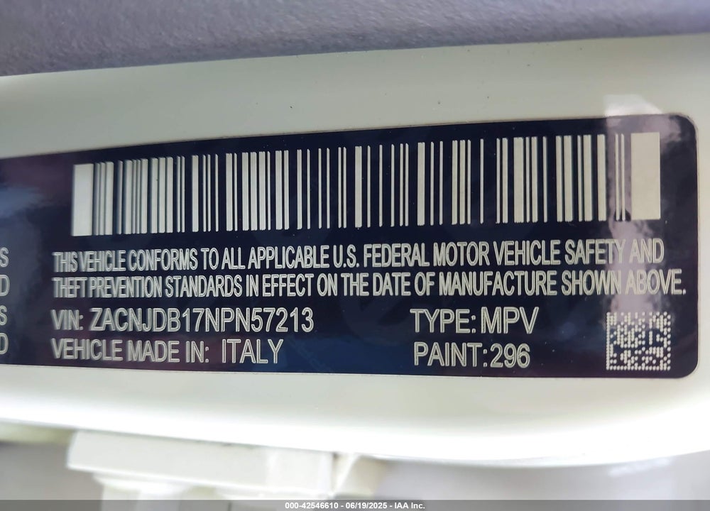 2022 JEEP RENEGADE VIN: ZACNJDB17NPN57213