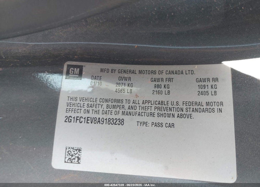 2010 CHEVROLET CAMARO 2LT VIN: 2G1FC1EV8A9183238