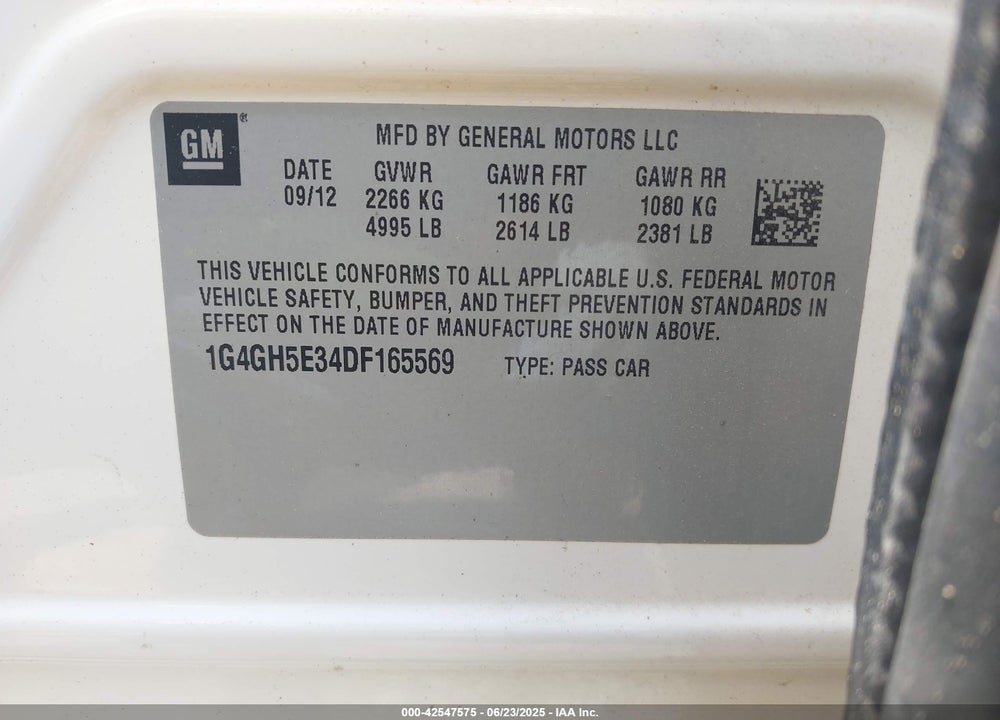 2013 BUICK LACROSSE PREMIUM 2 GROUP VIN: 1G4GH5E34DF165569