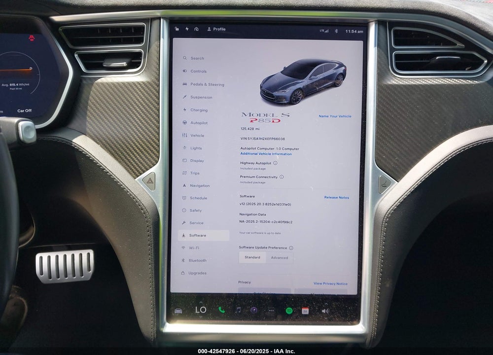 2014 TESLA MODEL S VIN: 5YJSA1H2XEFP66036