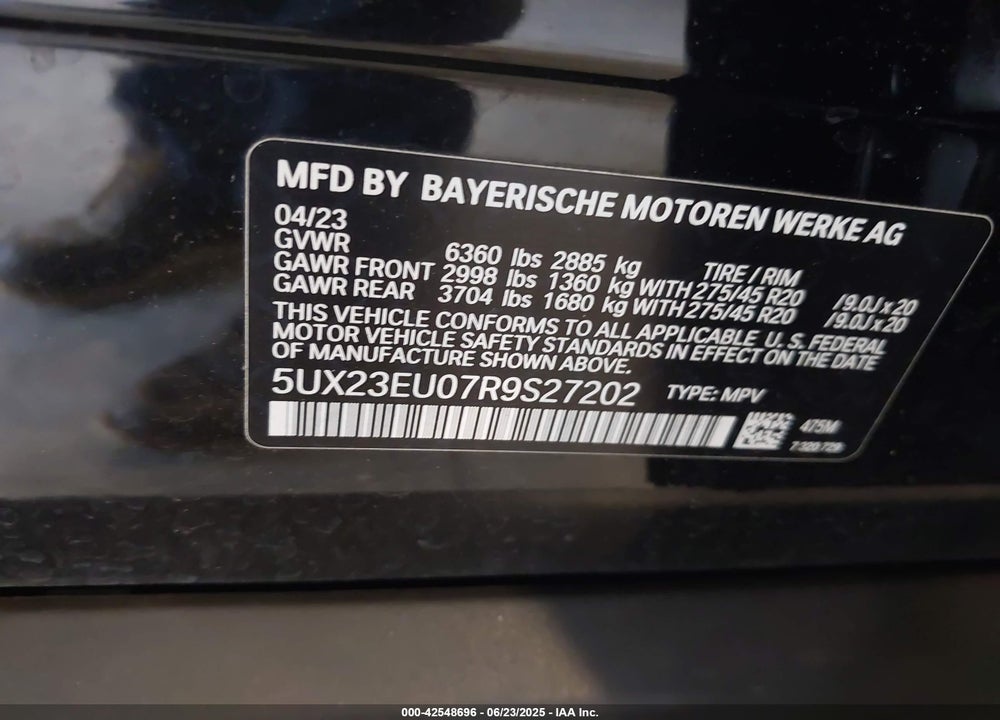 2024 BMW X5 VIN: 5UX23EU07R9S27202