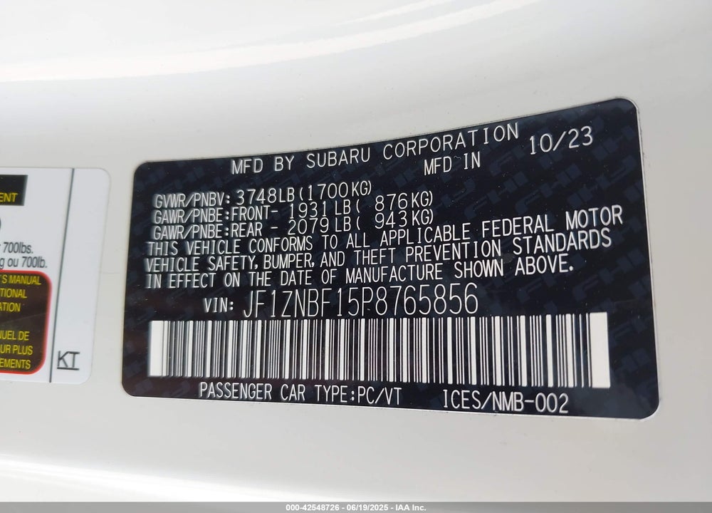 2023 TOYOTA GR 86 PREM VIN: JF1ZNBF15P8765856