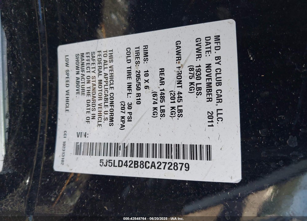 2012 OTHER --- VIN: 5J5LD42B8CA272879
