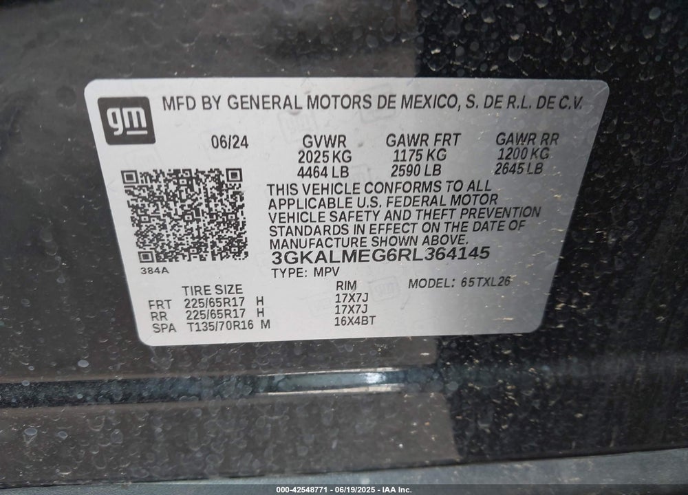 2024 GMC TERRAIN VIN: 3GKALMEG6RL364145