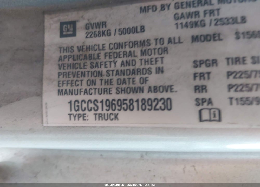 2005 CHEVROLET COLORADO LS VIN: 1GCCS196958189230