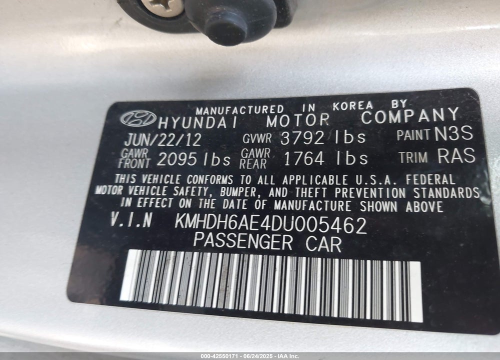 2013 HYUNDAI ELANTRA VIN: KMHDH6AE4DU005462