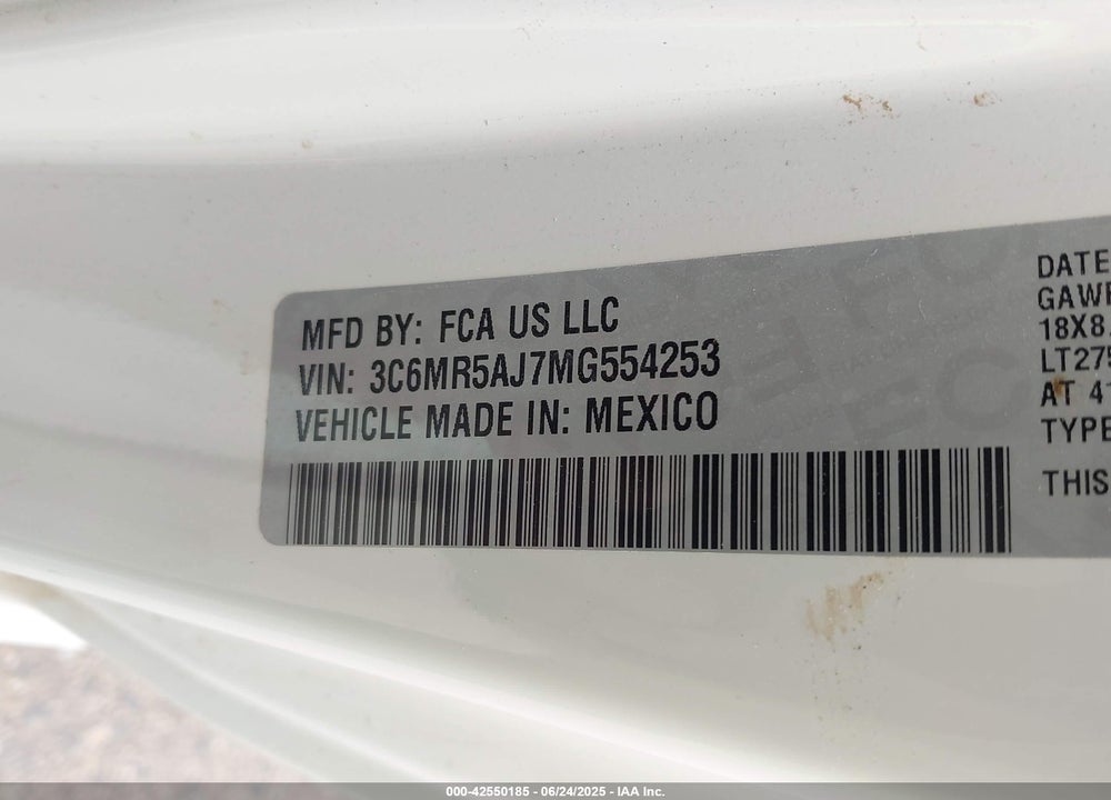 2021 RAM 2500 VIN: 3C6MR5AJ7MG554253