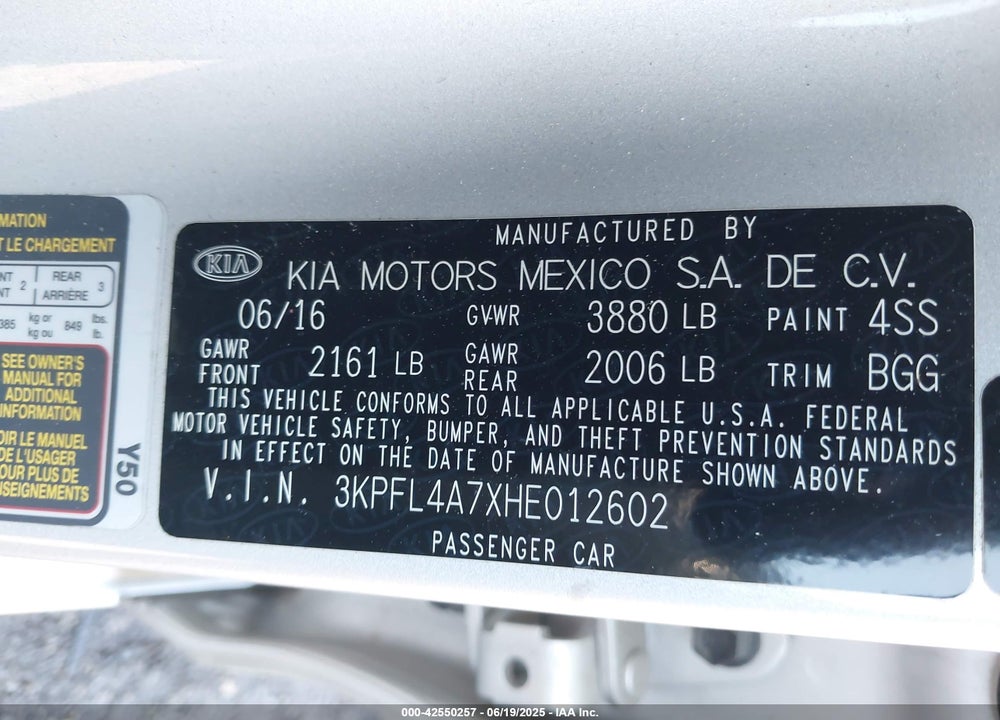 2017 KIA FORTE VIN: 3KPFL4A7XHE012602
