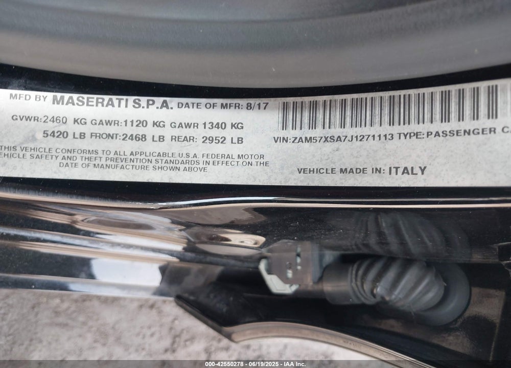 2018 MASERATI GHIBLI VIN: ZAM57XSA7J1271113